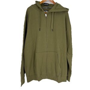 Dixxon Flannel‎  Mens Full Zip Hooded Sweatshirt 3XL Army Green Streetwear Retro